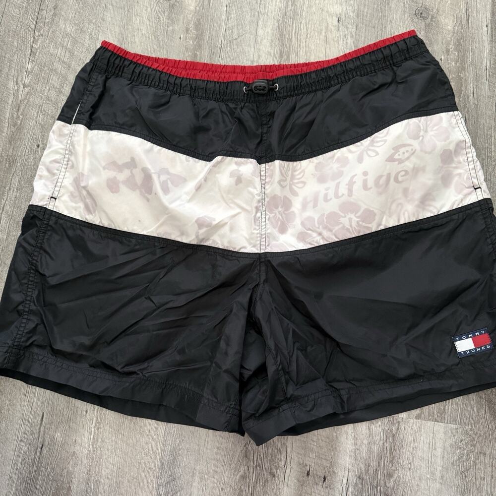 Tommy Hilfiger Tommy Trunks Mens Large Blue Nylon Swim Shorts Drawstring